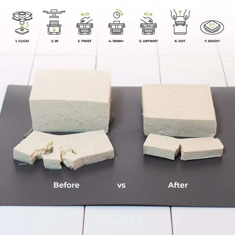 TOFUDEE Tofu Press for Vegan - Dishwasher Safe & BPA Free Tofu Presser that Swiftly Drains Water from Soft, Firm, Extra Firm & Organic Tofu Without Crack in just 15-20min - Enhanced Flavor & Texture - Image 4
